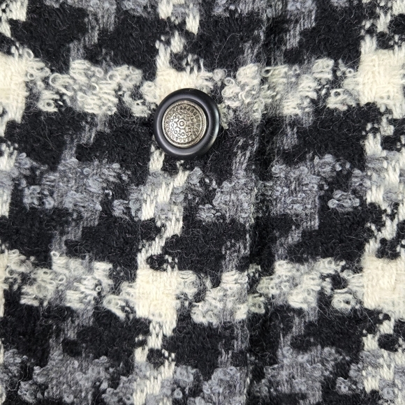 Vintage Talbots Cream Black Wool Blend Houndstooth Collarless Blazer Preppy - Picture 5 of 11